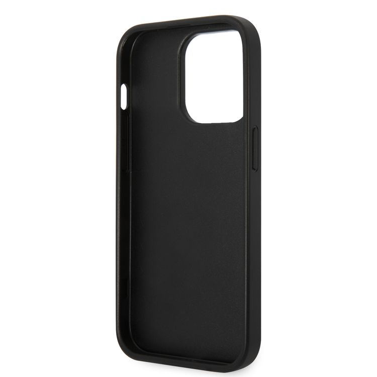 Karl Lagerfeld Glitter Flakes Case with Ikonik Patch Shockproof iPhone 14 Pro Compatibility - Black