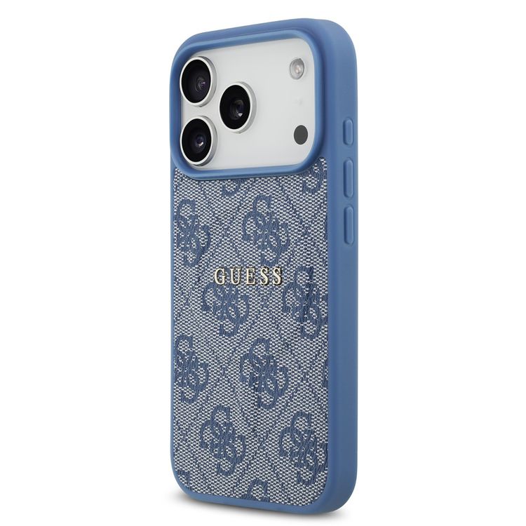 علبة MagSafe 4G من الجلد الصناعي بشعار كلاسيكي لهاتف آيفون 17 برو، حماية من السقوط، تصميم نحيف، قبضة مريحة، تغليف مستدام، سهل التركيب، تصميم خفيف الوزن - أزرق