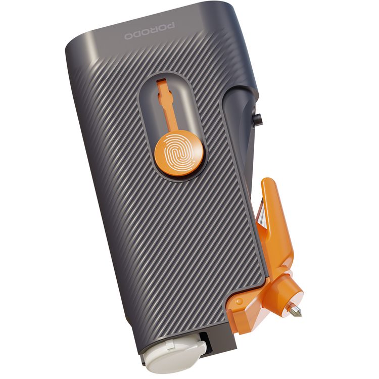 Porodo Lifestyle Vehicle Emergency Safety Kit with Tool Cleaners, ABS Material, Lightweight & Portable, Safety Hammer Included, Easy to Use, Glass & Dashboard Cleaner Supplied - Black