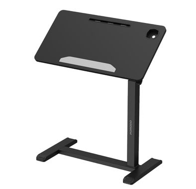 Porodo Bedside & Standing Desk for Tablet & Laptop with Cup Holder, Adjustable Height, 10kg Maximum Load, Hidden Wheel Design, Up to 90° Tilt Angle - Black