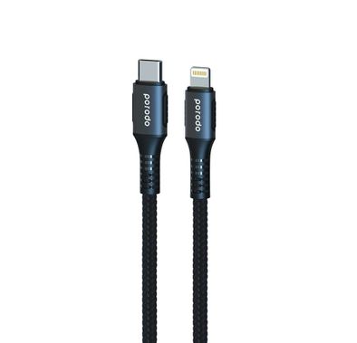 Porodo Type-C to Lightning Braided PD Cable - Black