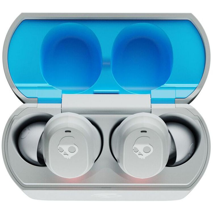 Skullcandy Mod True Wireless In-Ear Earphones, Clear Voice Smart Mic, Multipoint Pairing, 10 Minutes to 2 Hours Rapid Charging, 34 Hours Battery Life, 6 mm Driver Diameter - Light Gray/Blue