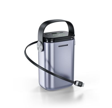 Green Lion Bridge 30 Power Bank with 30000mAh Capacity, High-Speed Charging, Digital Display Indicator, Multi-Device Charging, Built-in Safeguards, Laptop-Ready Power, 65W Fast-Recharge Input, PD 100W High-Speed Output, Portable Carry Handle - Gray