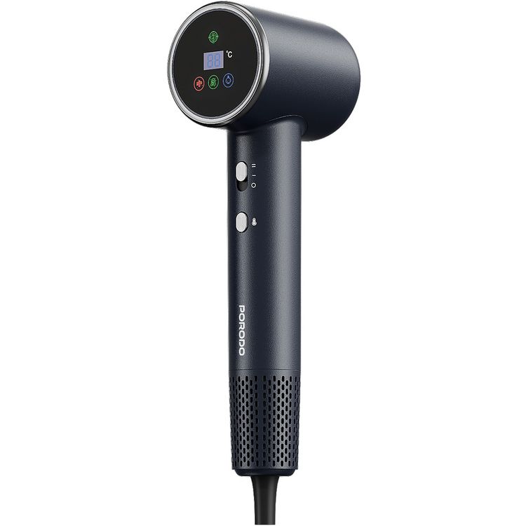 مجفف شعر أيوني عالي السرعة من بورودو لايف ستايل مع فوهة مغناطيسية دوارة 360 درجة، قوة 1600 واط، مستويان للسرعة، قابس بريطاني ثلاثي السنون، طول السلك 1.8 متر، تشغيل هادئ - أسود