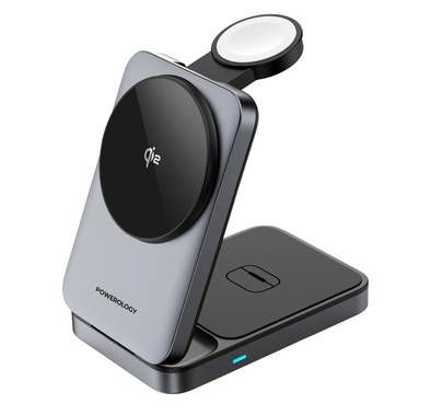 Powerology 3-in-1 Foldable Wireless Magnetic Charging Hub...