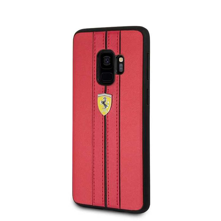 CG MOBILE Ferrari On Track PU Leather Hard Phone Case Compatible for Samsung Galaxy S9 | Protective Mobile Case Officially Licensed - Red