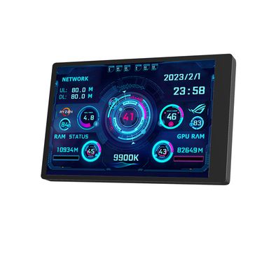 Porodo Gaming Mini PC Health Monitor with Aluminum Frame, Macro Software, 3M Adhesive, Plug & Play, 3.5 Inches IPS Screen, USB to Type-C Connection, CH552T Chip - Black 