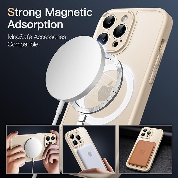 Green Lion Matte MagSafe Case for iPhone 13 Pro ( 6.1" ), Durable, Non-Yellowing, Magnetic precision, Metallic Camera Frame - Gold