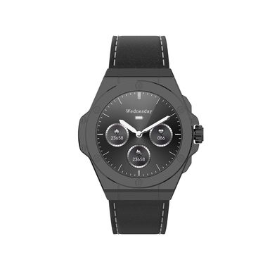Levelo Oak Automatique Hybrid Smart Watch, Amoled Display, IP68 Water Resistant, Health Monitoring - Black 