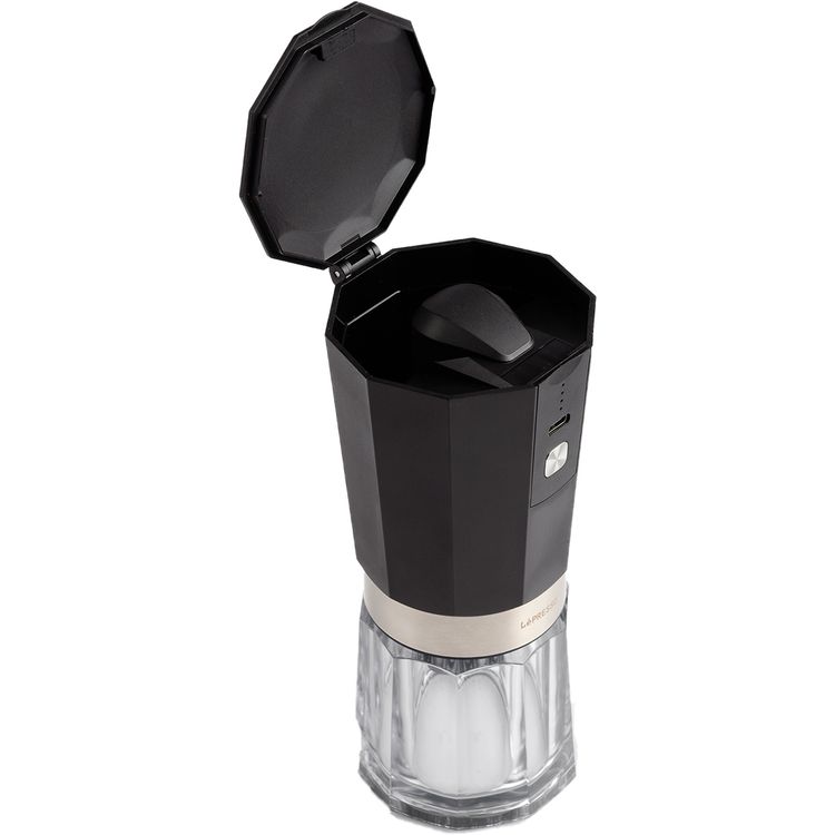 LePresso Rechargeable Coffee Grinder with 35g Capacity, 40 Cups per a Single Charge, 420ss High-Grade Steel, 800mAh Battery, 18W Rated Power - Black