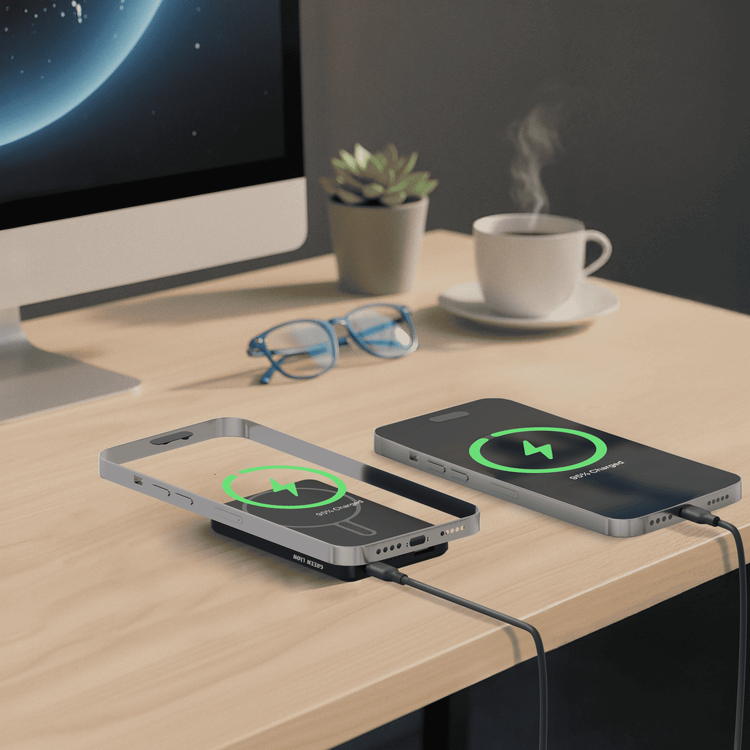 Green Lion Malaga 5000mAh Power Bank with Strong Magnetic Hold, Flight Approved, Built-in Safeguards, Type-C Input/Output, MagSafe Compatibility, QC 3.0 22.5W, PD 20W Fast Charging, 15W Max Wireless Output - Black