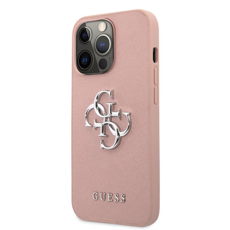 CG MOBILE Guess PU Saffiano Case with Big 4G Silver Logo Compatible for iPhone 13 Pro Max (6.7") Anti-Scratch, Easy Access to All Ports, Shock Absorption