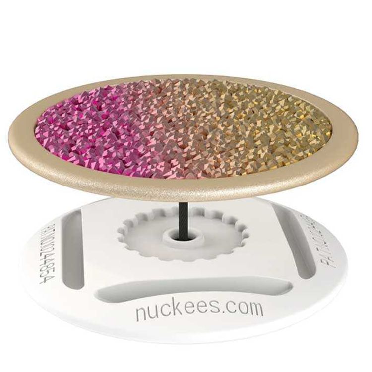 Nuckees Ombre Diamond Cluster Stand & Grip with Snug-hug Technology Compatible for Smartphones - Magnetic Mount Friendly Kickstand - 360° Viewing - 4-way Locking Stand - Gold/Pink