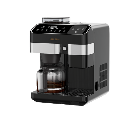 آلة صنع القهوة المثلجة والساخنة الأوتوماتيكية بالكامل من LePresso بسعة خزان مياه 2.6 لتر، إنتاج تلقائي للثلج، وظيفة الحفاظ على السخونة، إعدادات طحن قابلة للتخصيص، سعة صندوق حبوب 250 جرام، فلتر قهوة قابل للغسيل، لوحة تحكم باللمس بديهية - باللون الأسود