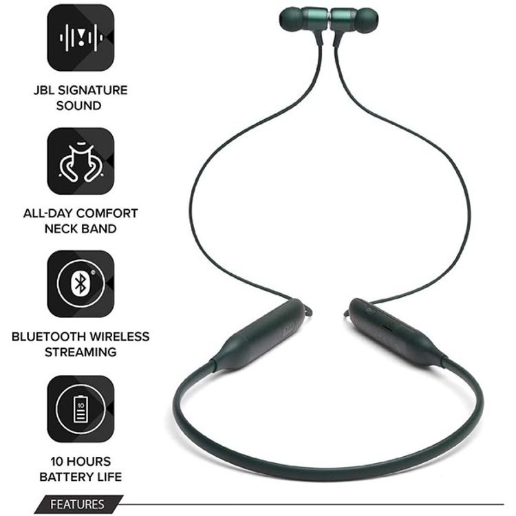 JBL Live 220BT Refurbished In-Ear Neckband Wireless Headphones with Voice Control, 10-hours Battery Life, 4-button Remote with Microphone - Green