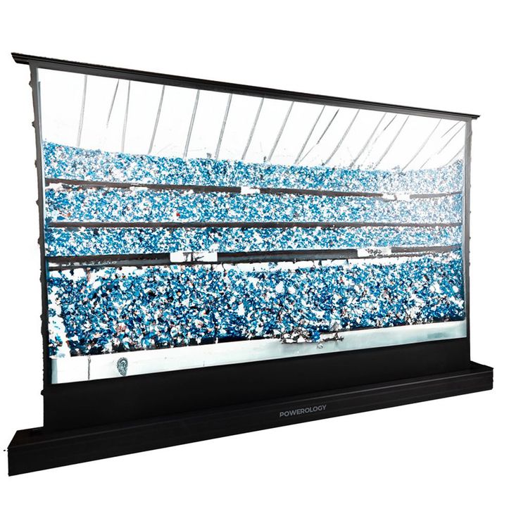 Powerology 100" Motorized Floor Projector Screen, 90" to 150" Diagonal Screen Size, Wireless Remote Control, Easy Installation - White