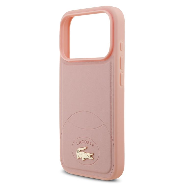 Lacoste MagSafe PU Leather Hard Case with Bliss Design for iPhone 17 Pro Max, Drop Protection, Slim Profile, Sustainable Packaging, Easy Snap-On Design - Pink