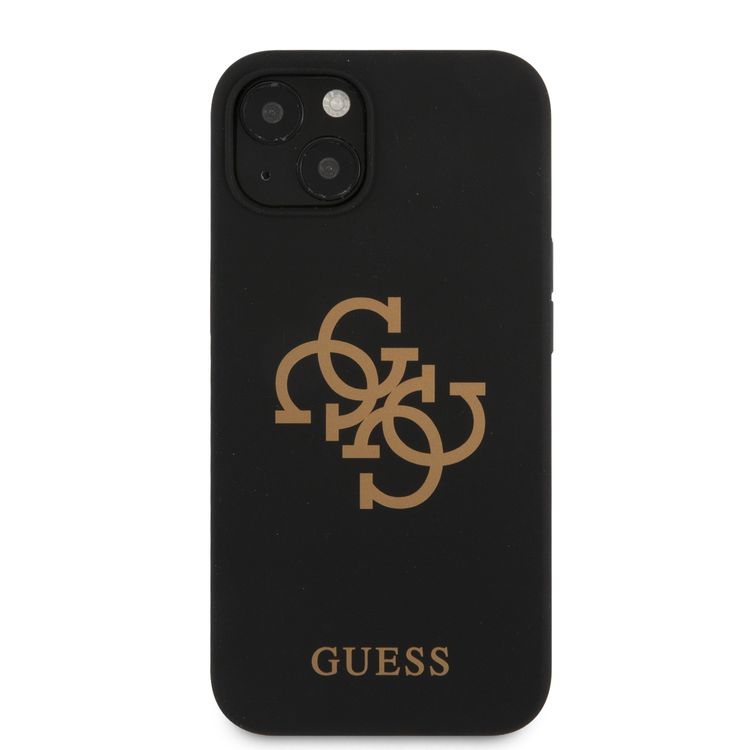 CG MOBILE Guess Liquid Silicone Case Big 4G with Logo Print Compatible for iPhone 13 (6.1") Anti-Scratch, Easy Access to All Ports, Shock Absorption