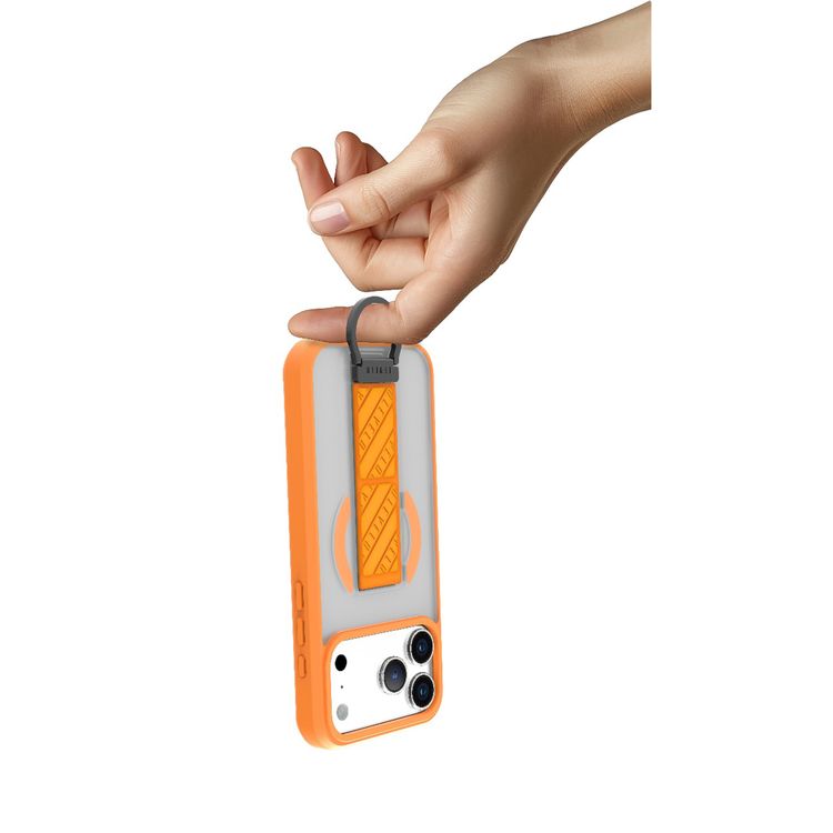 غطاء ليفيلو مورفيكس كلارا جريبستاند ماغ سيف لأيفون 17 برو ماكس، بحواف مرتفعة للكاميرا والشاشة، مغناطيس قوي، جسم مقاوم للصدمات ولمسة نهائية غير لامعة، حامل مرن بشكل D، مضاد لبصمات الأصابع - برتقالي شروق الشمس