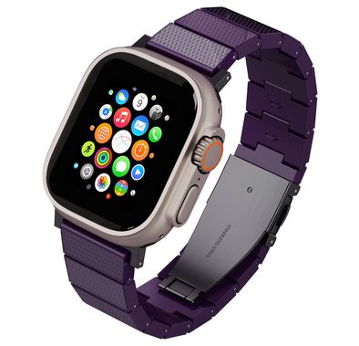 Levelo Fusion Resin Strap for Apple Watch 49/46 mm, Adjustment Tool, Hypoallergenic Material, Stainless Steel, Lightweight, Highly Durable, Anti-Oxidation Technology - Purple