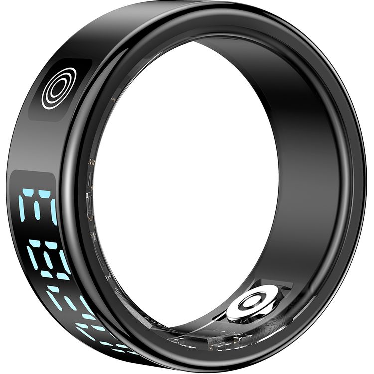 Porodo FitSync Smart Ring with Digital Display with Touch Scroll Function in Small Size 7, Up to 4 Days Active Use Time, 96KB Ram & 128KB ROM, Camera Gesture Control, Activity Tracking & 128 Sport Modes - Black