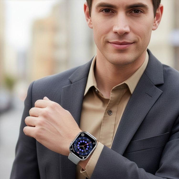 Green Lion Ultimate 46 Smart Watch with Smart Health Tracking, Zinc Alloy Case Material, Dynamic Island, Android 5.0 or Later, iOS 9.0 or Later Compatibility, 3 Hours Charging Time, IP65 Water Resistance Level, 3-5 Days Working Time, 200mAh Battery Capacity, Bluetooth Version 5.4 - Silver