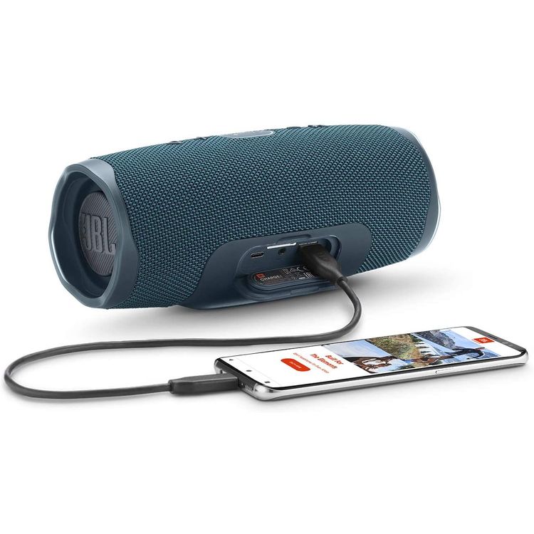 JBL Charge 4 Portable Wireless Bluetooth Speaker with Built-in Power Bank, 7500mAh Battery 20-hours Playtime, IP67 Waterproof & Dustproof Feature - Blue