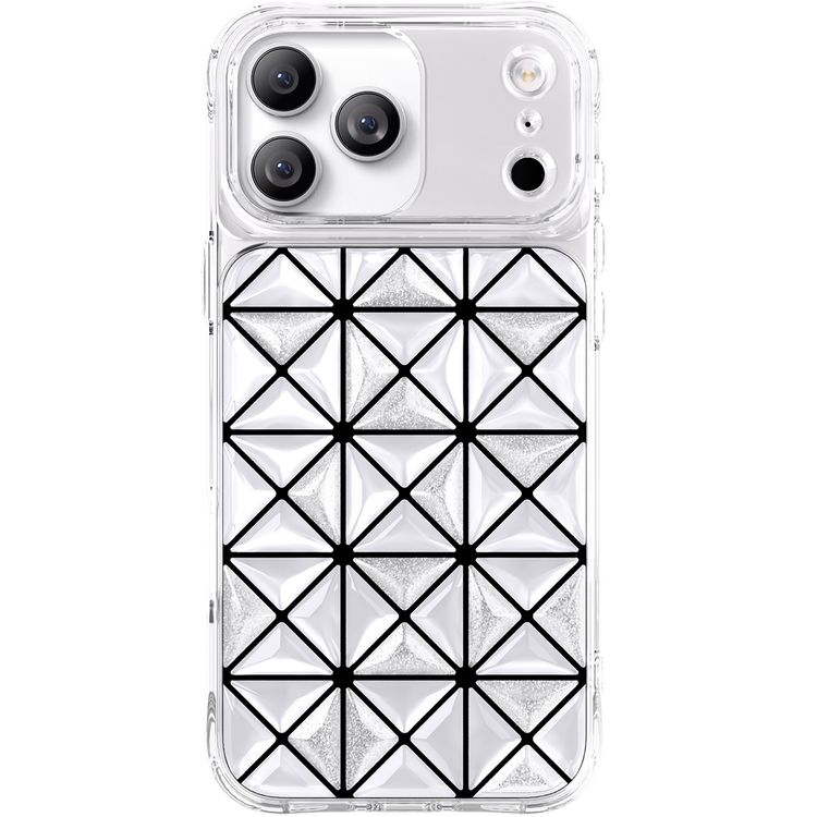 Levelo Hexa 3D Geometric Case for iPhone 17 Pro, Impact-Resistant Corners, Raised Bezels for Camera & Screen, Shock-Resistant Bumper, Ever-Clear Technology, Drop-Tested - White
