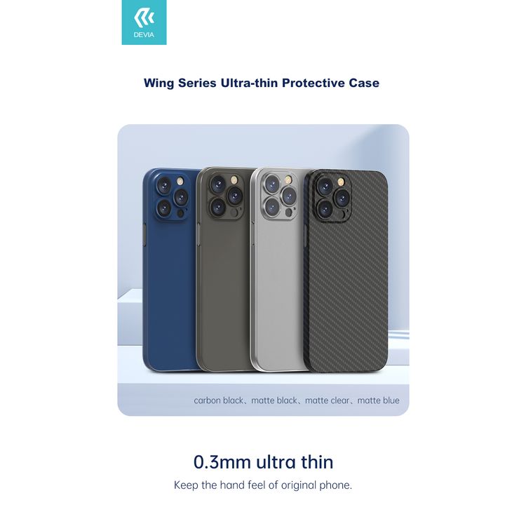 Devia Wing Series Ultra-thin Protective Case  Compatible for iPhone 13 Pro Max (6.7") Shock Absorbent, Scratches Resistant, Easy Access to All Ports  - Carbon Black
