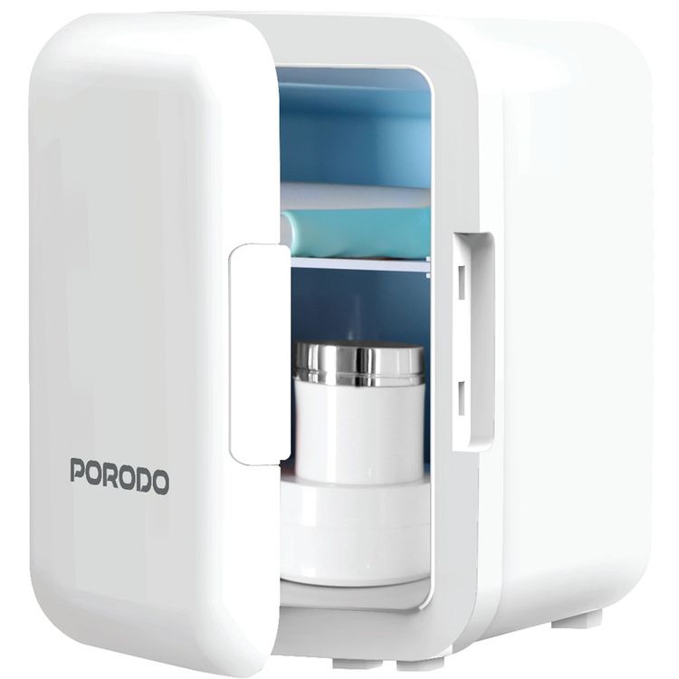 ثلاجة مستحضرات التجميل ميني Ecochill من Porodo Lifestyle بسعة 4 لتر، مصنوعة من مادة PP، بتصنيف طاقة 18-28 واط، تشغيل هادئ جداً، قوة تبريد سريعة - لون أبيض