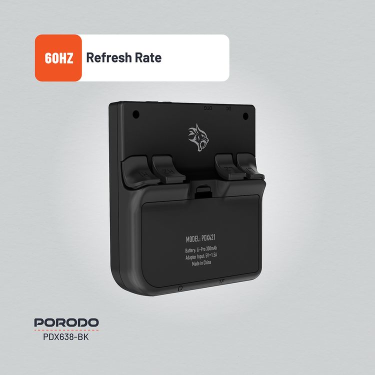 وحدة تحكم ألعاب Porodo Gaming Retro Arcade، محاكي ثلاثي الأبعاد، تصميم مريح، تشغيل صوتي غامر، شاشة IPS مقاس 3.5 بوصة، عمر بطارية 6 ساعات، بطارية 3000 مللي أمبير في الساعة - أسود