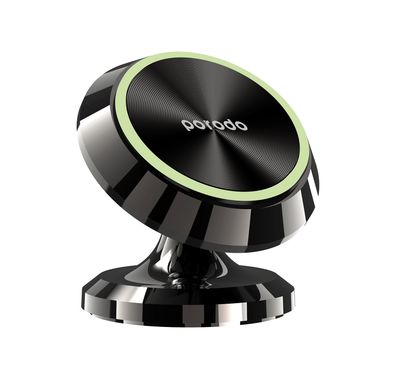  Porodo 3 Circular Discs Magnetic Car Mount with x5 N35 Powerful Magnets, 360° Adjustable Viewing Angle, Glow in the Dark, Strong Magnetic Hold, Quick Installation - Black