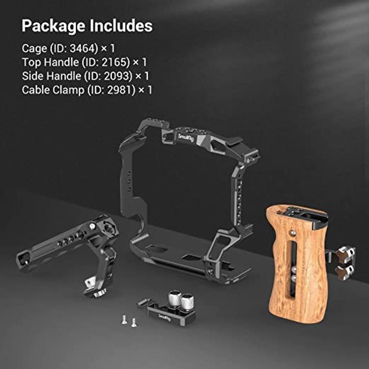 SMALLRIG EOS R5 /R6 Basic Kit, Camera Cage for Conon EOS R5 /R6 with BG-R10 Battery Grip, Including Cage, Top Handle, Side Handle and Clamp - 3707 - Black