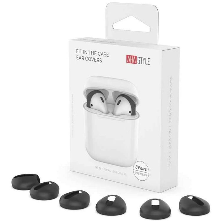 AhaStyle Fit in the Case Ear Covers for Airpods ( 3 Pairs ) - Black